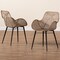 Baxton Studio Ballerina Modern Bohemian Greywashed Rattan and Black Metal 2-Piece Dining Chair Set 234-2PC-12828-ZORO - alternate 4